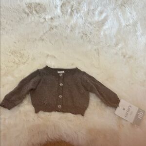 Carter's gray long sleeve Button-Up Cardigan with metallic sparkle